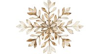 Delicate watercolor snowflake in warm brown and beige tones with detailed leaf-like patterns radiating from center, isolated on white background for winter designs.