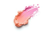 Coral and pink cosmetic cream smear with textured surface showing product consistency and pigmentation on white background, isolated makeup swatch.