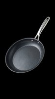 Non-stick frying pan with stainless steel handle isolated on transparent background, ready for kitchen design, t-shirt graphics, clipart, and print-on-demand products.