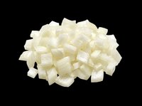 Diced onions isolated on transparent background, ready for culinary design, recipe graphics, cooking blogs, food packaging, menu design, and print-on-demand kitchen products.