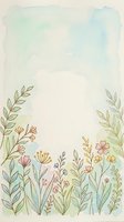 Soft watercolor floral border with pastel wildflowers and green leaves on a light background, perfect for cards, invitations, and social media.