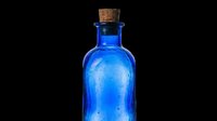 Blue glass bottle with cork stopper, isolated on transparent background. Great for stickers, t-shirt design, print on demand, clipart, and sublimation projects.