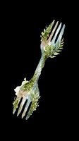 Watercolor fork and spoon utensils merged with organic green foliage, leaves, and botanical elements. Isolated on transparent background, ready for t-shirt design, clipart, stickers, and print-on-demand products.