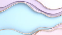 Elegant wavy layers in soft pastel colors with rose gold lines create modern abstract background for luxury design and presentation layouts.