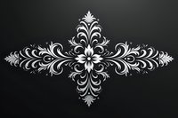Elegant white floral ornamental design with symmetrical swirls and decorative elements on black background, isolated for creative projects and decorative purposes.