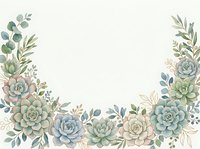 Watercolor succulent frame with eucalyptus leaves on cream background for wedding invitations, botanical greeting cards and floral design projects.