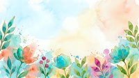 Watercolor floral border with vibrant blooms in coral, turquoise, and pink tones on white background. Isolated design element suitable for invitations, cards, and web graphics.