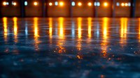 Glowing orange lights reflecting on wet surface create atmospheric night scene with bokeh effect and water droplets, dramatic urban mood for backgrounds.