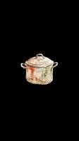 Vintage cooking pot with lid isolated on transparent background, ready for kitchen design, t-shirt prints, clipart, stickers, and print-on-demand products.