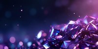 Purple and blue crystal formations with bokeh light effects against dark background, creating magical atmospheric composition for luxury and jewelry designs.