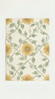 Seamless sunflower and leaf pattern with yellow blooms and green foliage on cream background, tiles continuously for wallpaper, fabric, and textile design projects.