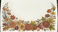 Autumn floral wreath border with chrysanthemums, dahlias, and maple leaves in warm earth tones on cream background for seasonal design.