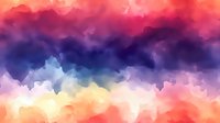 Vibrant watercolor rainbow abstract background with blended pink, purple, blue and yellow hues creates dreamy atmospheric effect for creative design projects.