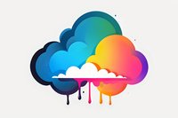 Colorful rainbow cloud with dripping paint effect on light background, combining vibrant gradient colors and modern design style for creative projects.