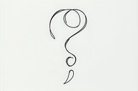 Minimalist line drawing of question mark in continuous flowing curved strokes on white background, expressing doubt, curiosity and contemplation. Suitable for modern design projects.