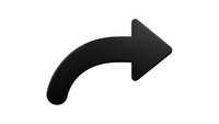 Black curved arrow pointing right isolated on white background for web design, presentations and infographics.
