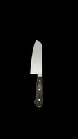 Chef's knife with stainless steel blade and black handle, isolated on transparent background. Ready for kitchen design, cooking clipart, culinary graphics, t-shirt designs, and print-on-demand products.