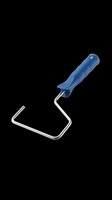 Paint roller frame with blue handle, isolated on transparent background. Ready for T-shirts, stickers, clipart, print on demand, and sublimation design use.