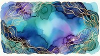 Abstract watercolor background with flowing golden lines and vibrant blue purple teal gradients for modern design projects and artistic compositions.