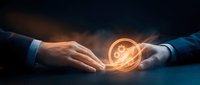 Businessman hands holding glowing energy orb representing innovation, power, and success. Concept for business growth, technology, and creative solutions.