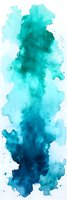 Vibrant turquoise and deep blue watercolor wash creating an ethereal gradient effect, with organic flowing shapes and delicate splatters on white background.