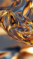 Abstract liquid metal sculpture with flowing golden bronze curves and reflective surfaces creating dynamic artistic composition for modern design projects.