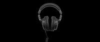 Black over-ear headphones with cable isolated on transparent background, ready for t-shirt design, clipart, stickers, print-on-demand products and sublimation projects.