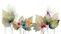 Watercolor autumn leaves in soft colors with delicate drips and organic textures for seasonal designs and nature-themed projects.