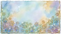 Watercolor paw prints in soft pastel colors fade across textured paper background. Isolated design element suitable for pet-related projects, greeting cards, and animal-themed artwork.