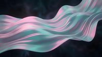 Flowing holographic fabric with iridescent pink and turquoise waves against dark background for modern digital art and futuristic design projects.