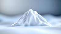 Minimalist mountain peak covered in snow against soft blue background, abstract landscape with gentle curves and shadows creating serene winter atmosphere.