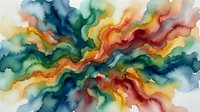 Vibrant watercolor abstract background with flowing rainbow colors blending organically. Artistic paint texture for creative projects and modern designs.
