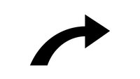 Black curved arrow pointing right on white background isolated for graphic design and web interface elements.