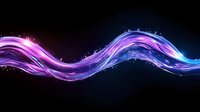Glowing purple and blue wave with sparkles and light effects flowing on black background, abstract dynamic motion design for modern backgrounds.