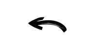 Black curved arrow pointing left with dynamic brushstroke texture, isolated on white background for graphic design and interface elements.