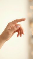 Gentle female hand reaching forward with soft bokeh lights creating warm ethereal atmosphere for wellness and spiritual concepts.
