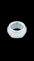 Zinc-plated metal hex nut with internal threading, isolated on transparent background. Ready for clipart, technical illustrations, print-on-demand products, and design projects requiring hardware components.