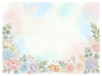 Watercolor floral frame with roses, hydrangeas, and eucalyptus on soft pastel background. Isolated design element for invitations, greeting cards, and wedding stationery projects.