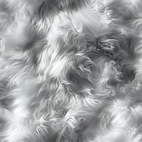 Seamless monochrome pattern with flowing ethereal fur texture creates dynamic movement and depth. Abstract grayscale background tiles continuously.