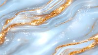 Luxurious light blue marble texture with golden glitter veins and shimmering waves creates elegant abstract background for luxury design projects.