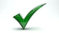 Green checkmark symbol isolated on white background for approval, success, and confirmation concepts in business presentations and marketing materials.