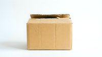 Open brown cardboard shipping box with torn tape on white background isolated for packaging and delivery design concepts.