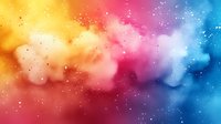 Vibrant rainbow galaxy background with colorful bokeh lights, glowing particles and dreamy clouds creating magical cosmic atmosphere for creative designs.