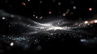 Ethereal glowing particles floating in dark space create atmospheric abstract background with bokeh light effects and dreamy cosmic atmosphere.