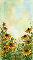 Watercolor yellow wildflowers border with soft pastel background for greeting cards, invitations and botanical designs.