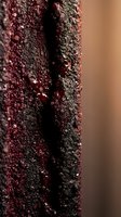 Close-up macro shot of rusted metal surface with deep corrosion crack revealing textured oxidation patterns and weathered industrial decay for backgrounds.