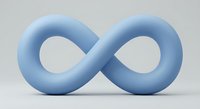 Blue infinity symbol on white background representing endless possibilities, eternity, mathematics, and continuous loop concepts for business presentations.