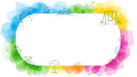 Colorful watercolor frame with playground elements and white space for text or design projects on transparent background.