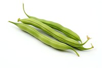 Fresh green string beans isolated on white background, raw organic vegetables for healthy cooking and food design projects.