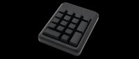 Black mechanical numeric keypad with sixteen square keys arranged in four rows, isolated on transparent background. Ready for design use on t-shirts, clipart, stickers, and print-on-demand products.
